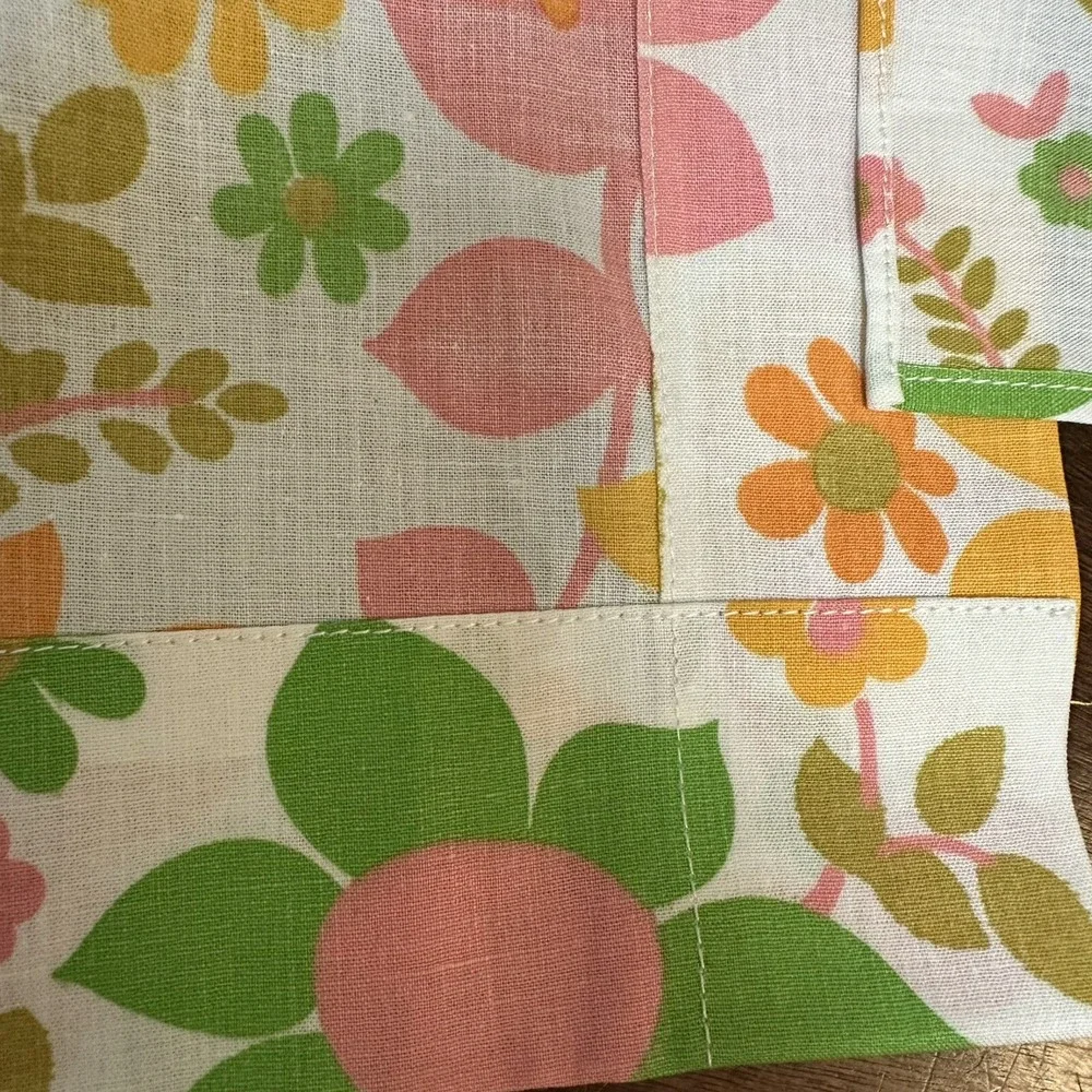 Vintage Half Apron Kitchen 70's Mod Retro Colors Floral Cotton